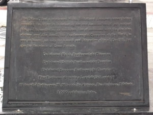 Base of the Jim Driscoll statue in Cardiff